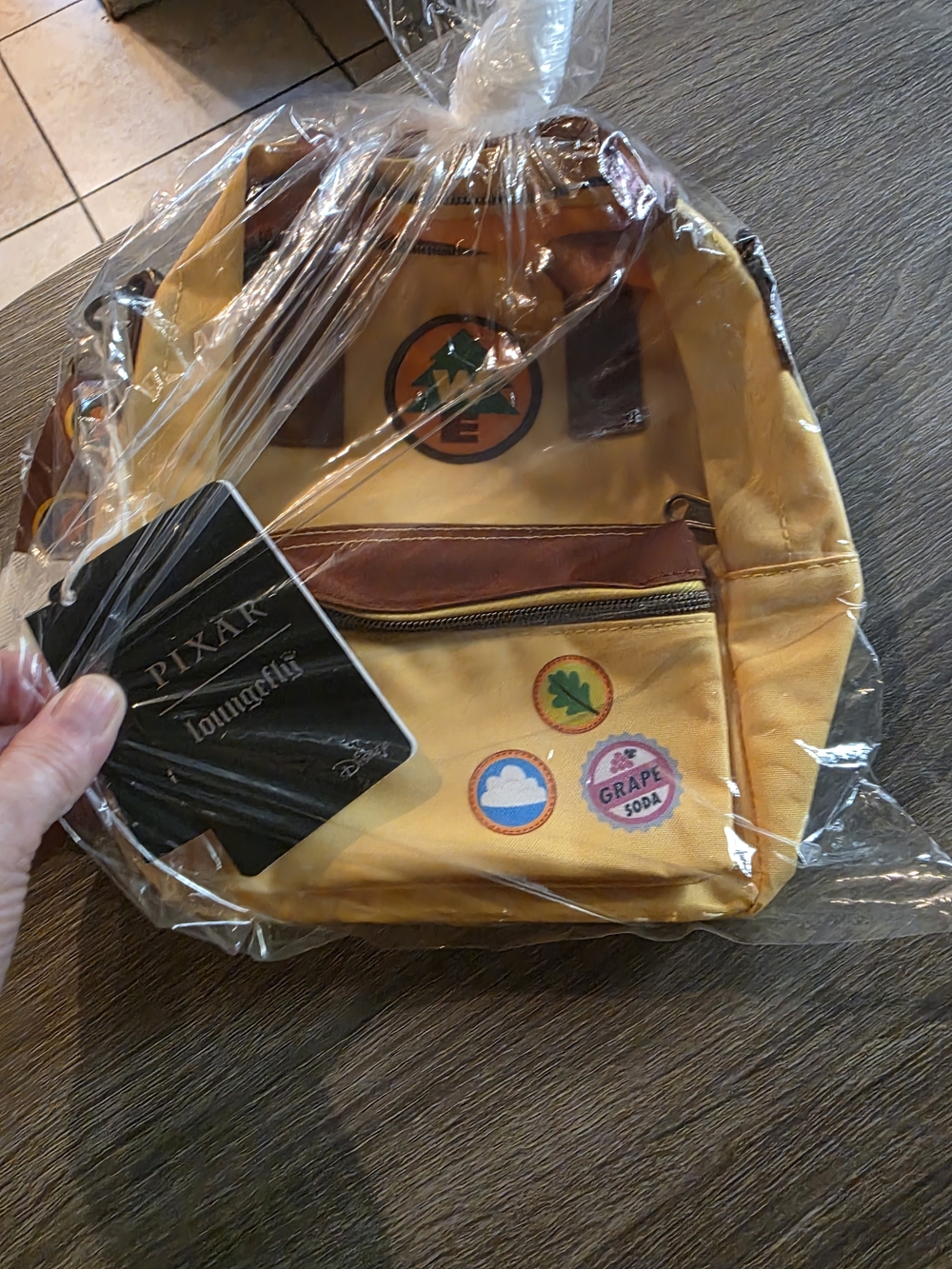 Loungefly Yellow Pixar Patch Mini Backpack with Brown Trim